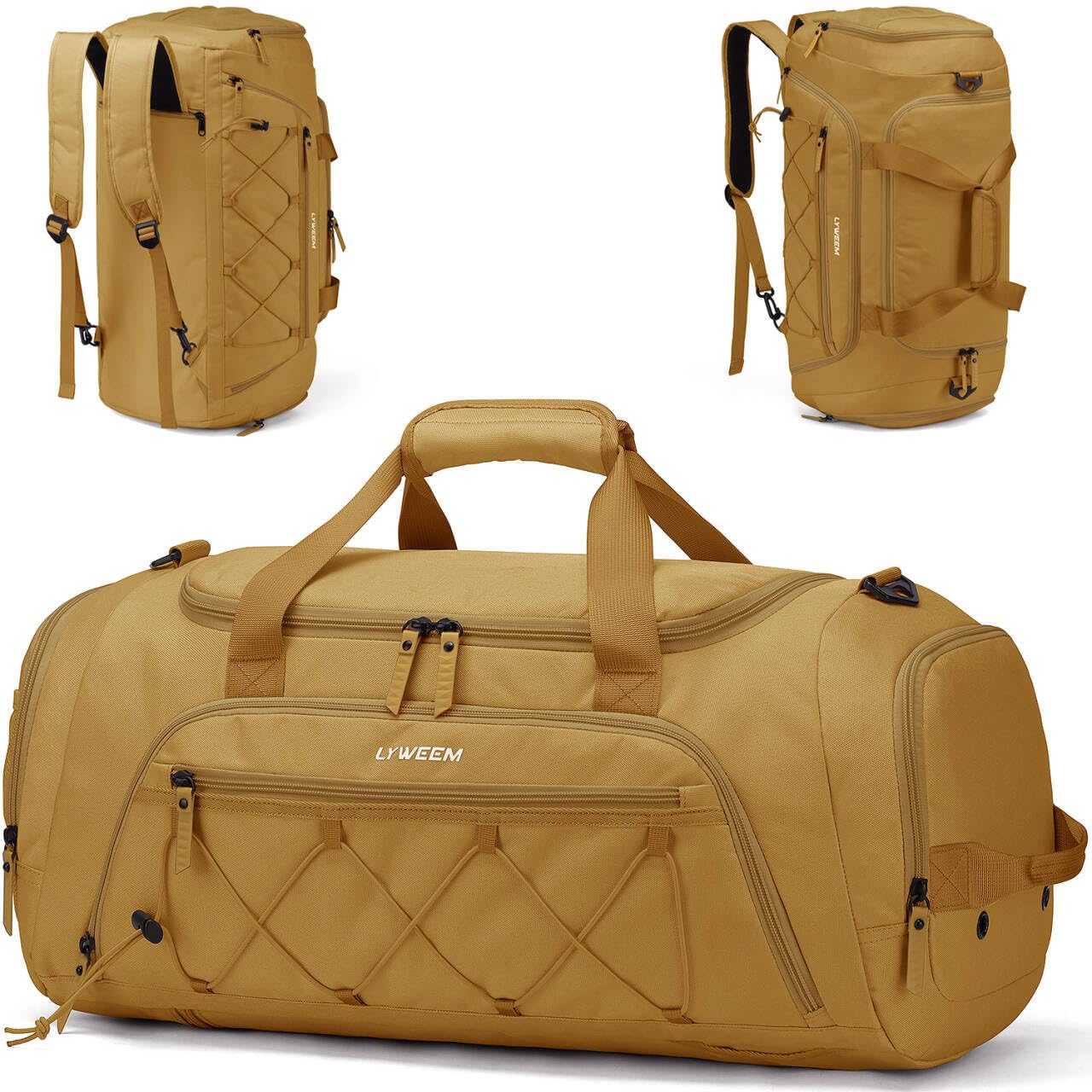 Lyweem 40L Sports Dufflel Bags for Men Medium Gym Bag Backpack & Travel Duffle Holdall Bag with Shoes Compartment and Wet Pocket