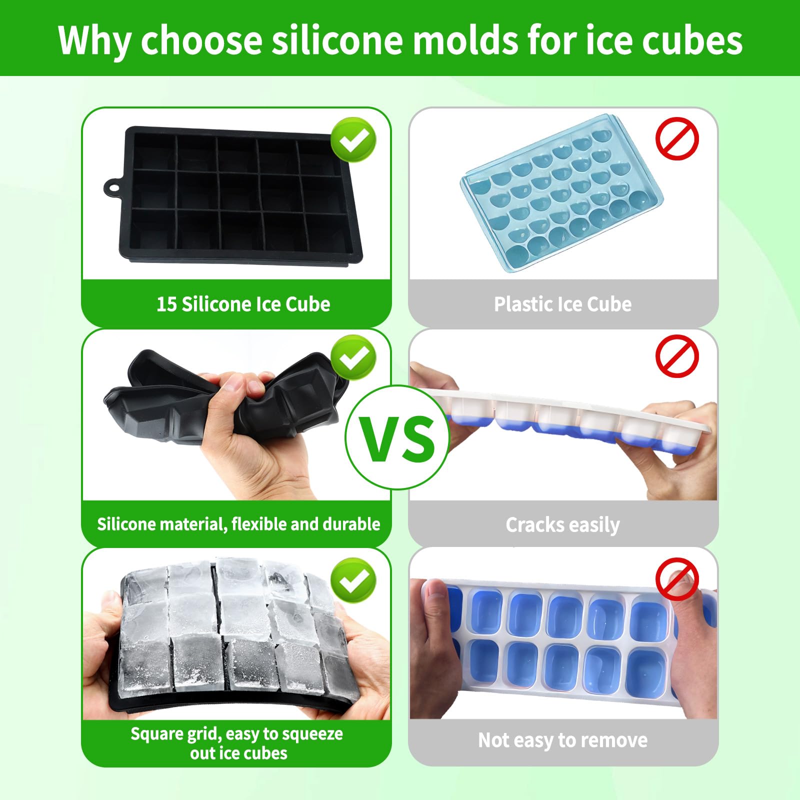 Stampo Silicone Per Ghiaccio - 3 Stampini Con Coperchio - Senza BPA - Per Cocktail E Bevande - Foto 6