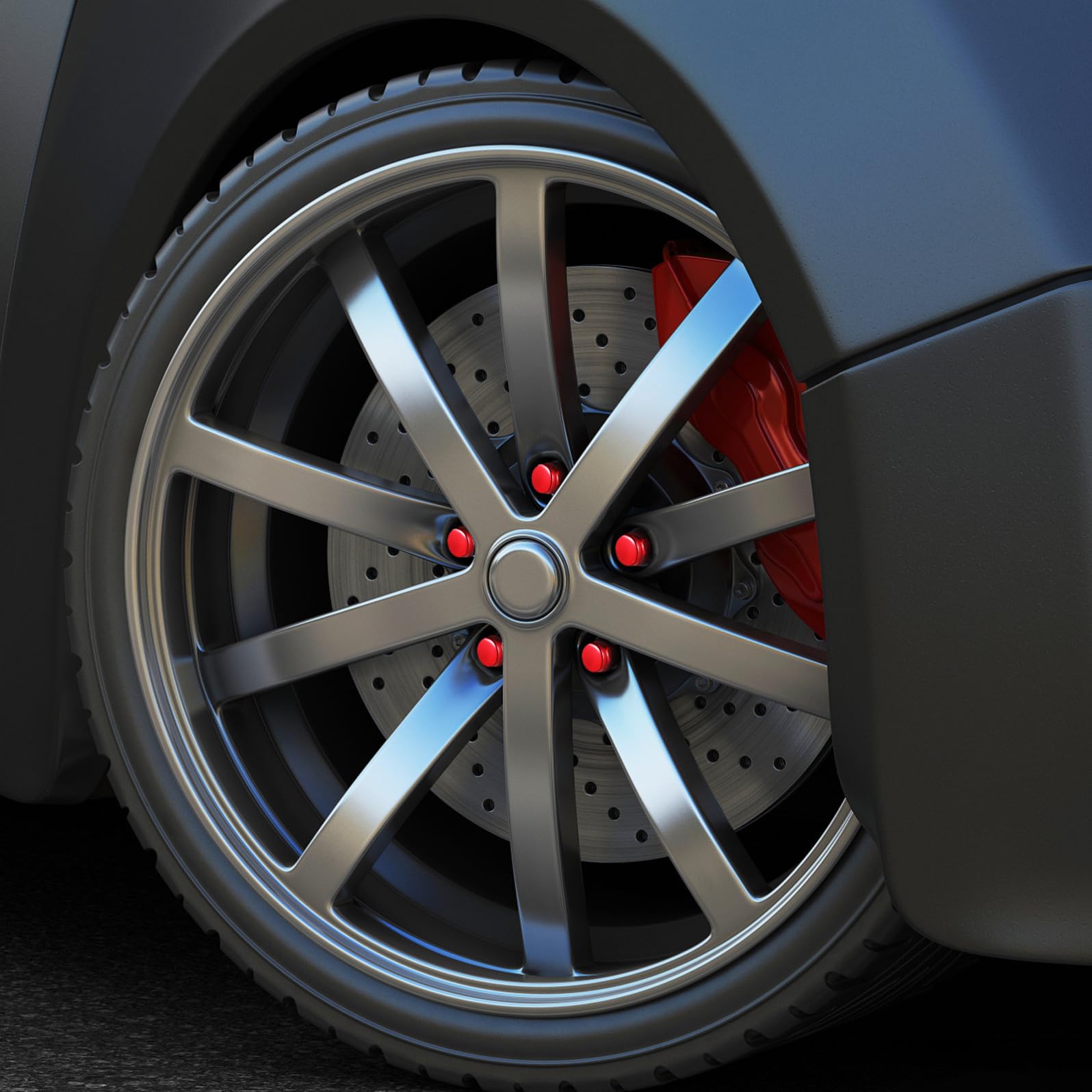 Cabilock Tuercas para Neumáticos de Coche 20p 12x1.5 Acero al Carbono Rojo