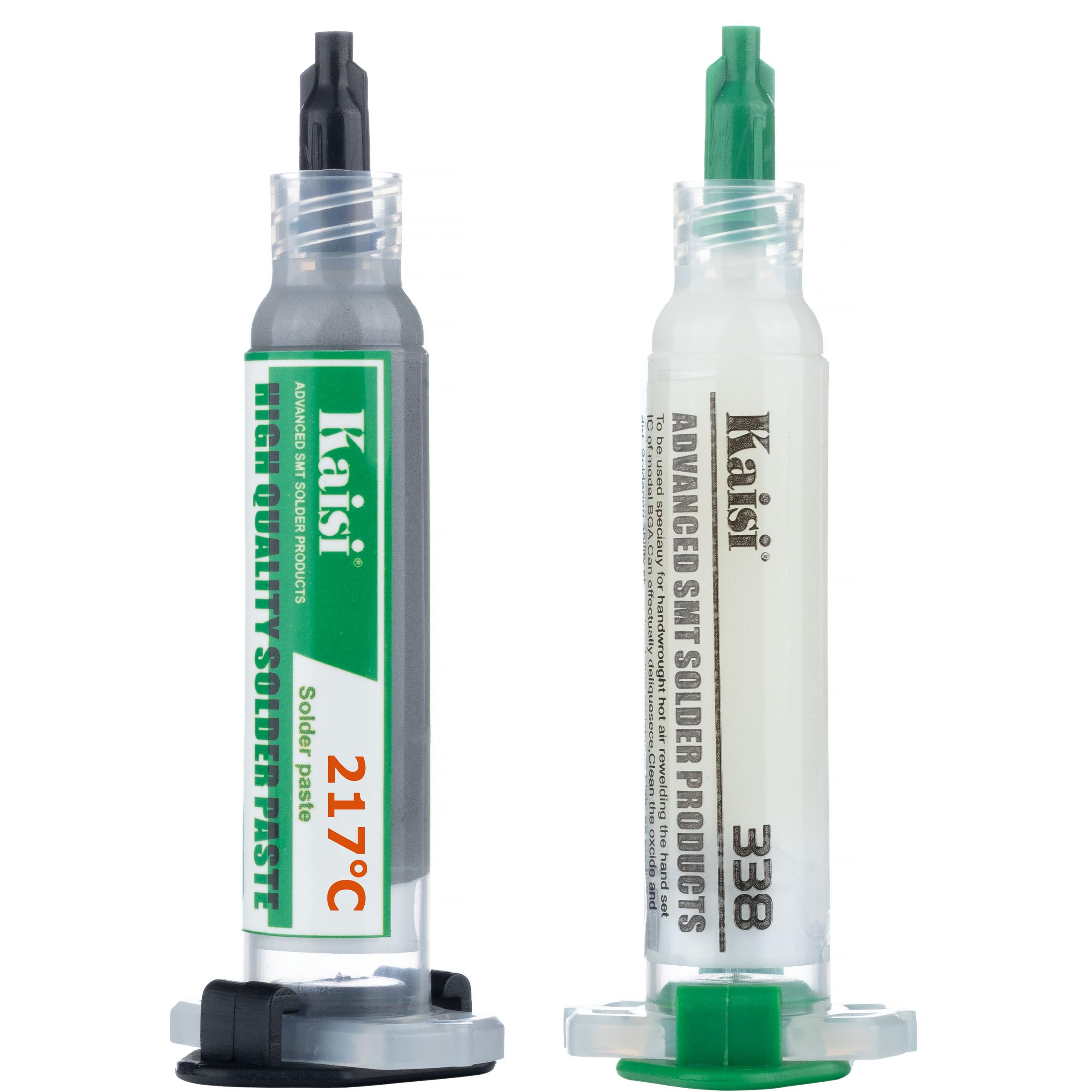 Set Saldatura Flux 338 + Stagno Liquido 217°C – 2 Siringhe, 2 Aghi | Alta Precisione, Facile Applicazione | per GSM e BGA | Accessorio Elettronica Professionale