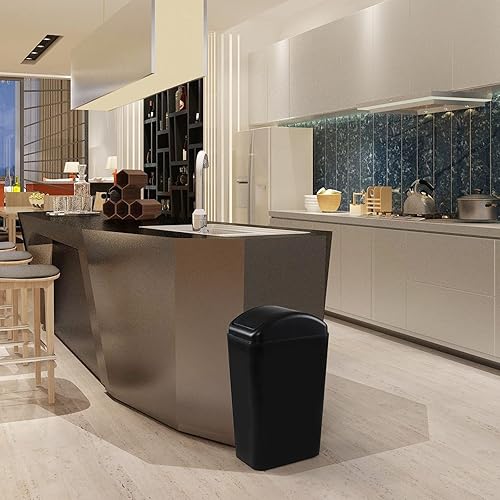 Miniatura 6 de Cand Cubo de basura de plástico pequeño de 14 L, cubos de basura delgados con tapa abatible de 3.2 galones (negro)