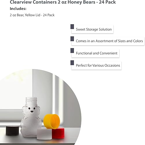 Miniatura 5 de Osos de miel de 2 onzas con tapa superior de rosca amarilla sellable - Paquete de 24 (2 oz. oso, 24 unidades, amarillo)