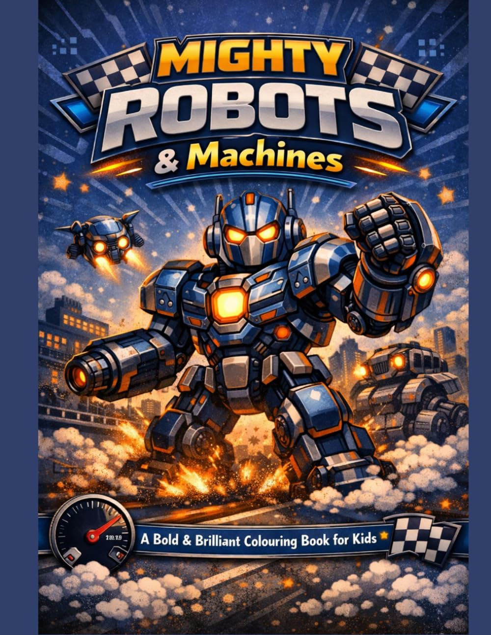 Mighty Robots: Easy robot colouring pages for ages 4-8 - fun mechanical charaters to colour