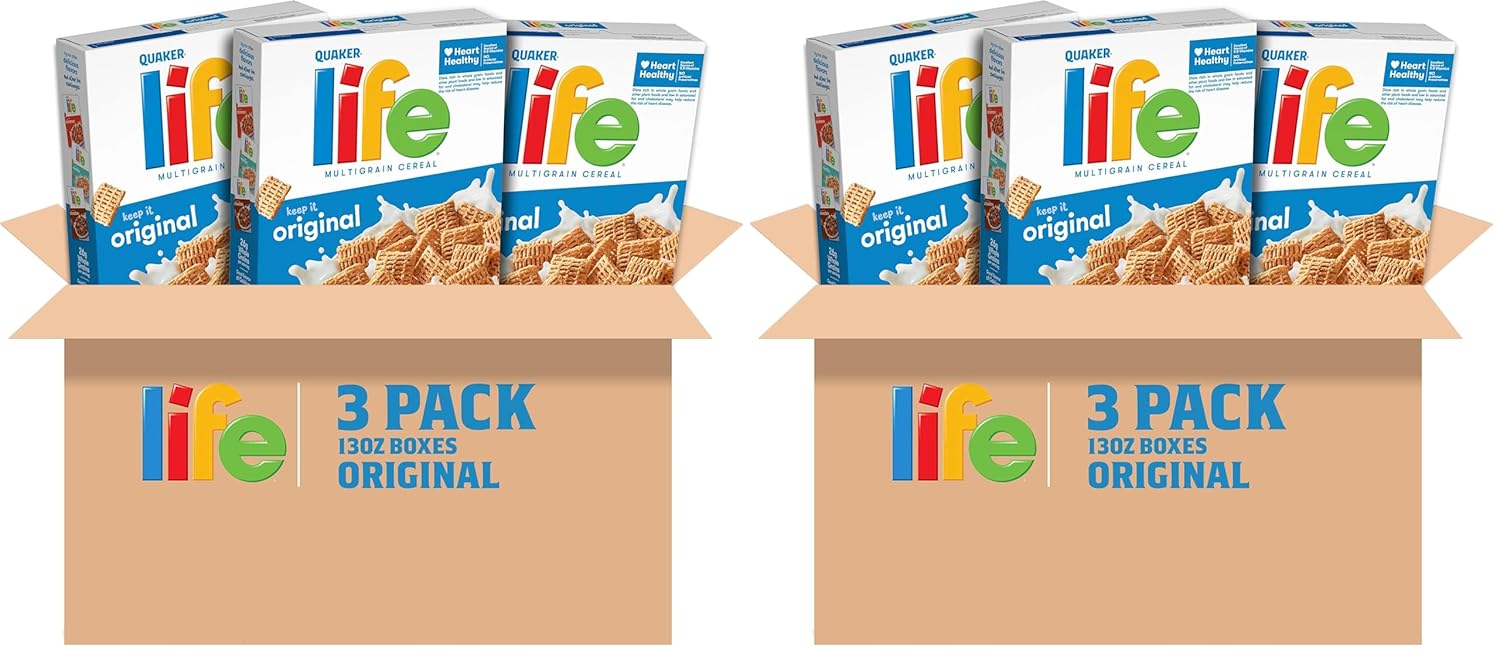 Quaker Life Breakfast Cereal,Original,13oz Boxes,(Pack of 6)