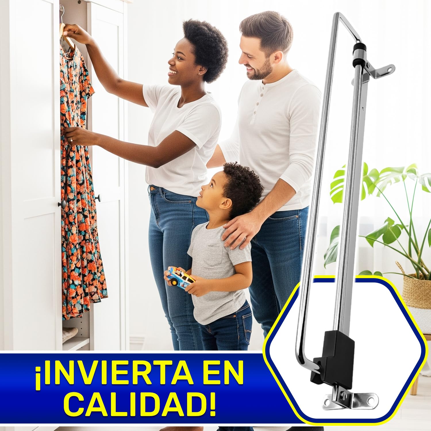 Perchero Extensible Armario 400 mm - Percheros Extraibles Fabricado en Acero se Adapta a Varios Tipos de Armario Ropero - Garantía de 10 Años - MONTERAL