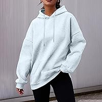 Vista 2 de Sudaderas con capucha para mujer, lisas, básicas, de gran tamaño, con bolsillo, ropa de otoño e invierno