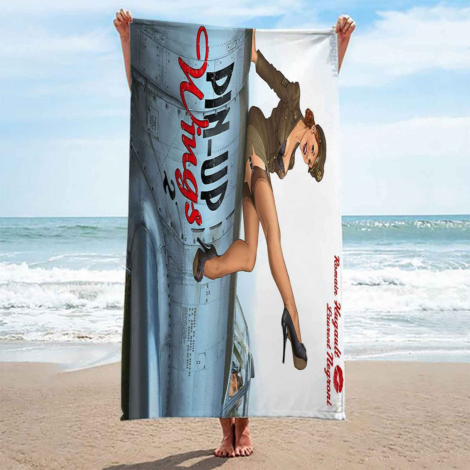 Telo Da Mare 3D Pilota Donna Stampato Asciugamano Da Spiaggia 100x200cm Asciugamano Microfibra Grande Antisabbia Leggero Telo Mare Per Sport Piscina Viaggi In Famiglia Vacanze