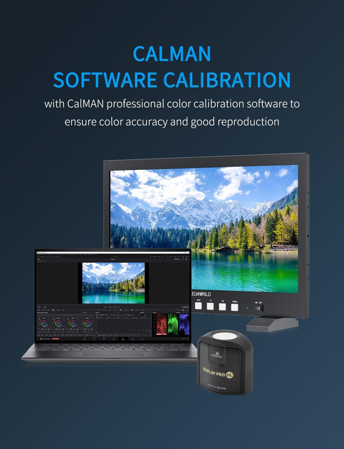 FEELWORLD FVM215 1000 Nits 21.5-inch Broadcast Monitor with Waveform, 3D LUT, 8-bit Color Depth, 4K60Hz HDMI & 3G-SDI Input/Output