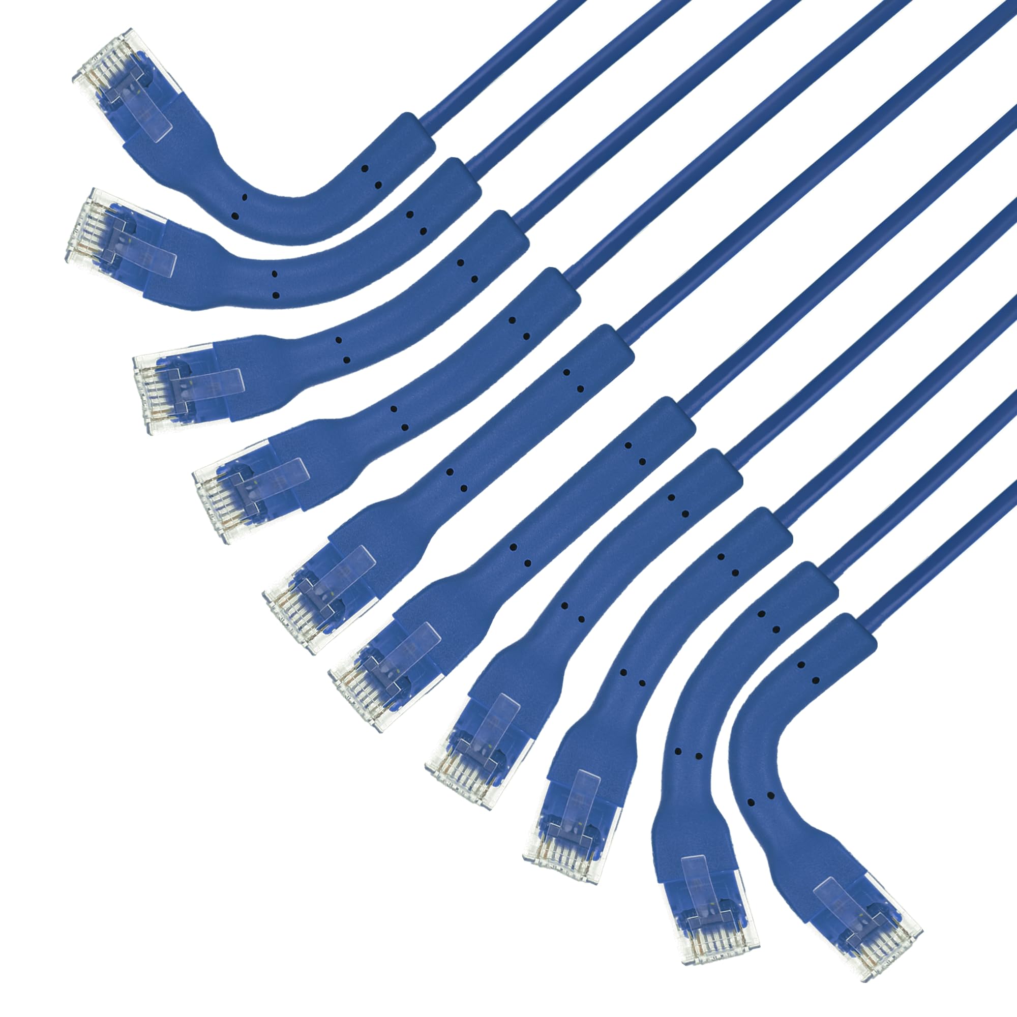 CAT6 U/UTP FLEXIBOOT SLIM NETWORK PATCH CABLE, 1 FT., BLUE, 10-PACK