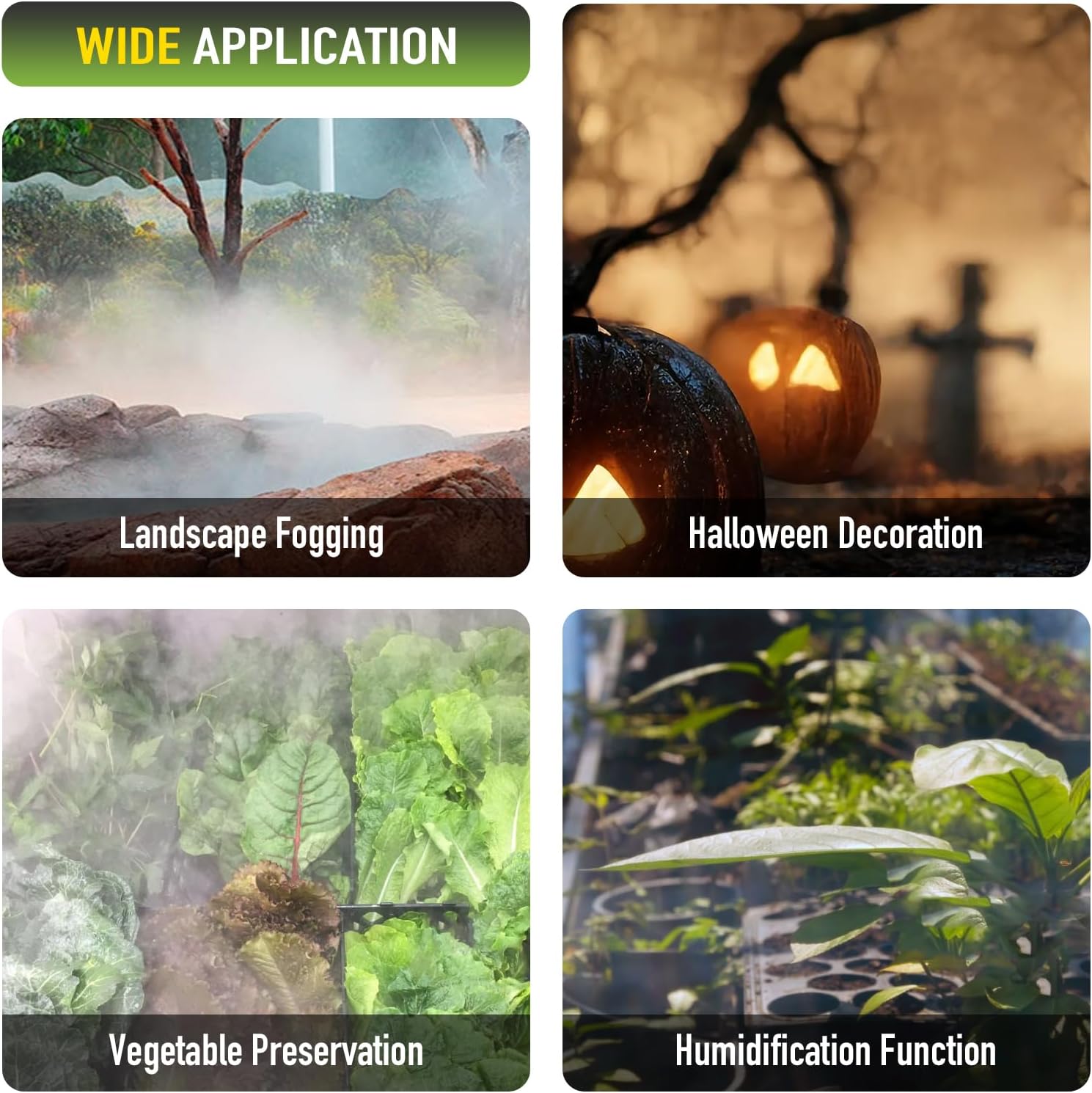 Ultrasonic Fogger Mist Maker 12 Head (9000ml/H) with 400W Waterproof Power Supply & Floats, Ultrasonic Humidifier Ideal for Pond, Vegetable Preservation, Landscape, Lawn, Halloween