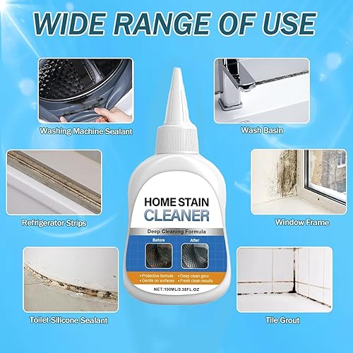 Miniatura 4 de Gel removedor de manchas de moho, potente limpiador para sellos de lavadora, juntas de refrigerador, lechada de azulejos, fregaderos de cocina y