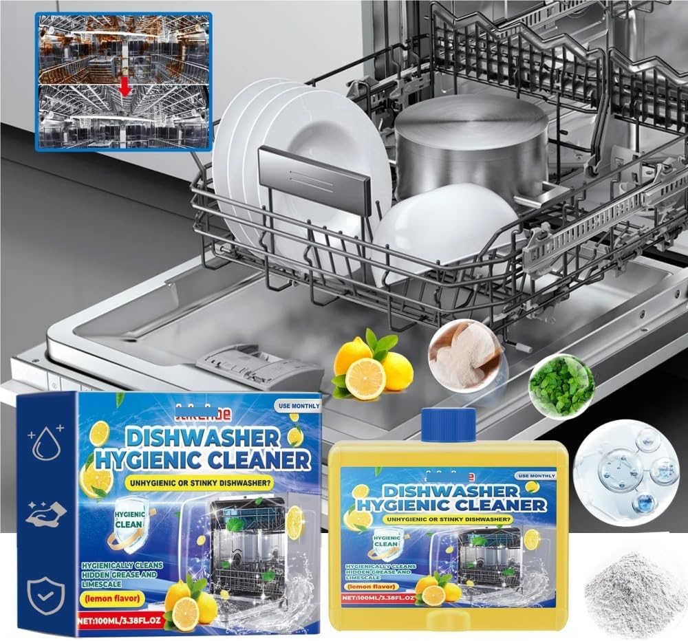1pcs——3pcs100ml Dishwasher Cleaner & Descaler - Lemon Scent, Removes Limescale & Grease, Safe for Dishes, Eco-Friendly Formula, Compatible with Jakehoe(2pcs)