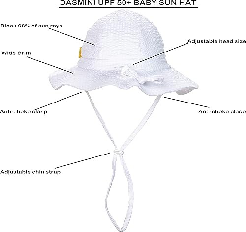 Miniatura 2 de Sombreros de ala ancha para bebés y niños pequeños, protección solar UPF 50+, lindo sombrero ajustable en sirsaca