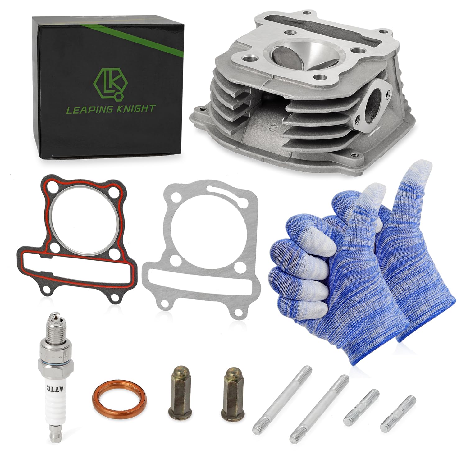 LK GY6 125cc 150cc to 170cc 61mm Cylinder Head,High Performance Racing Cylinder Head Assy with Valves Gasket Kit for 152QMI 157QMJ Chinese Scooter