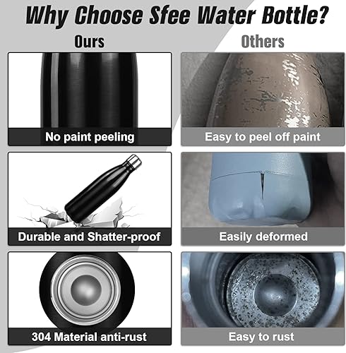 Miniatura 5 de Sfee Botella de agua aislada, botellas de agua de acero inoxidable de 17 onzas, botellas de agua reutilizables al vacío de doble pared a prueba de