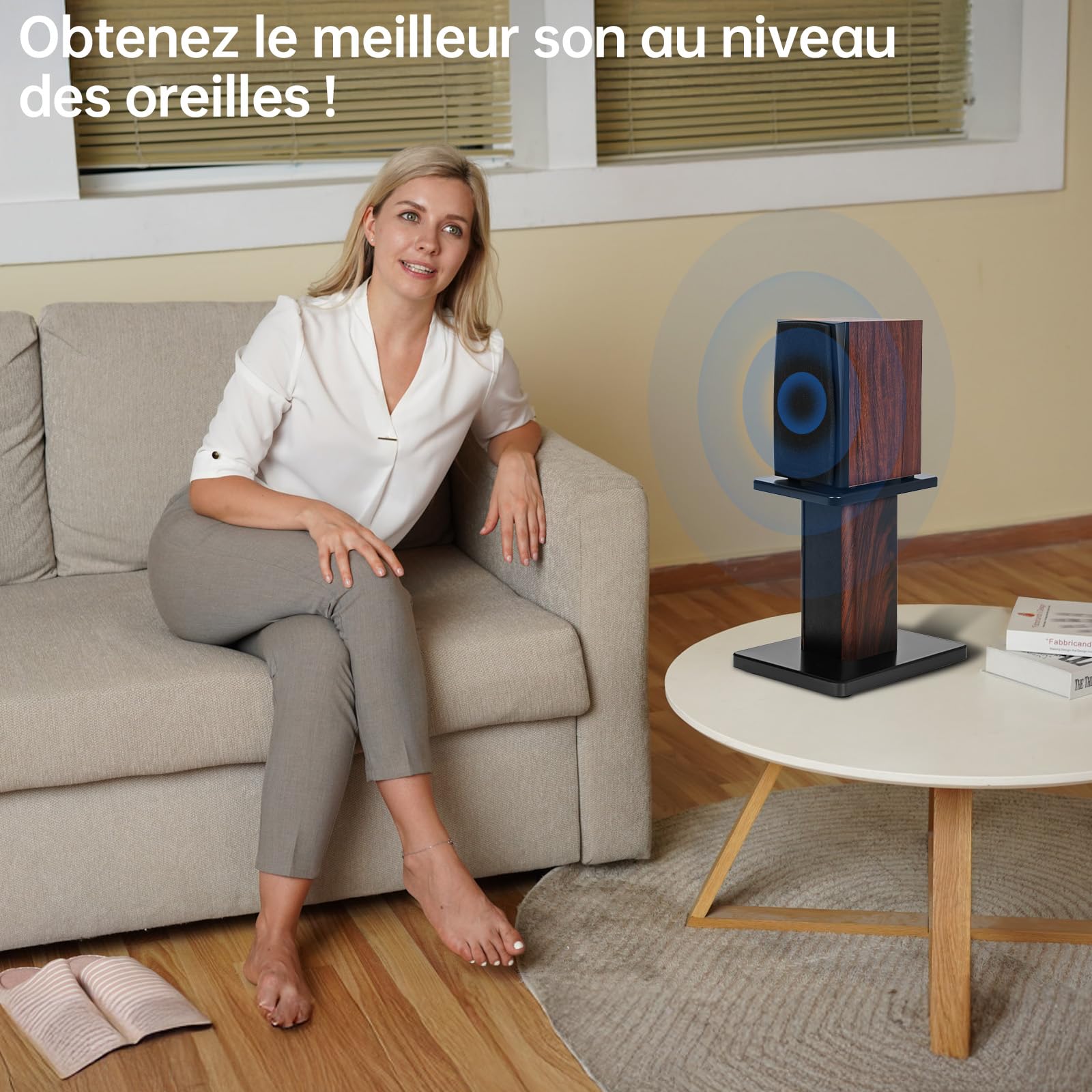 OUUTMEE Lot de 2 Pieds D'Enceintes en Bois, Charge maximale: 50KG, 30CM | Supports de Haut-parleurs Robustes, Pour Enceintes de Bibliothèque et Satellites, Support D'enceinte de Sol