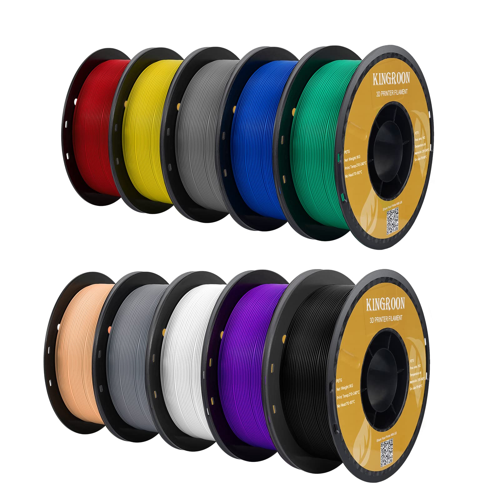  Kingroon 3D Printer Filament PETG für Seidefanen und Professionelle
| Kingroon PETG Filament 10 Rollen für 3D-Drucker u