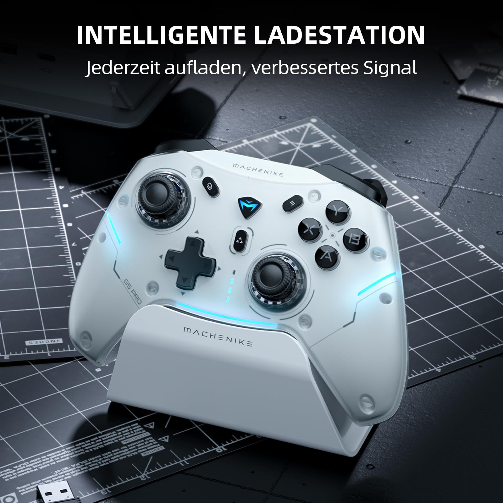 Machenike G5PROMAXSE Bluetooth Controller 1000Hz Hall Effect Joysticks Trigger Gaming Controller Wireless PC Switch iOS Android 2 Rücktasten Weiß