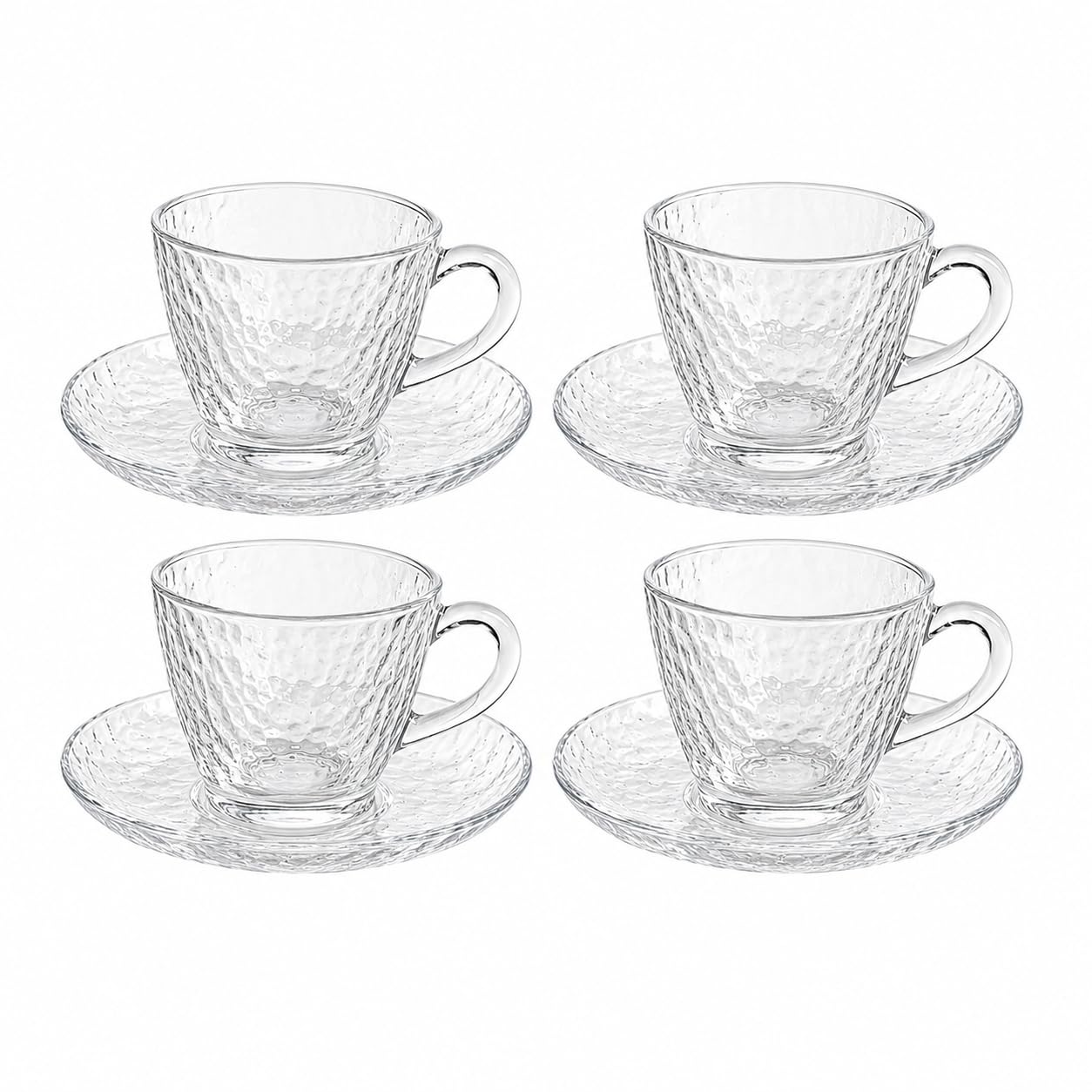 Jogo de Xícaras para Café em Vidro Craquelado com Pires Martiri Collection Transparente 8