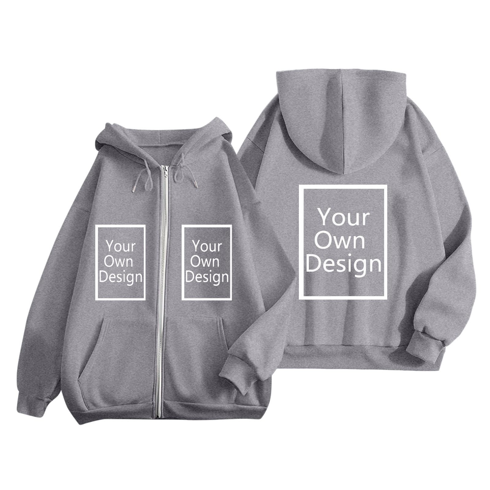 Custom Jackets Design Your Own Full Zipper Hooded Sweatshirt Custom Sweatshirt T Shirts Add Your Own Text or Picture