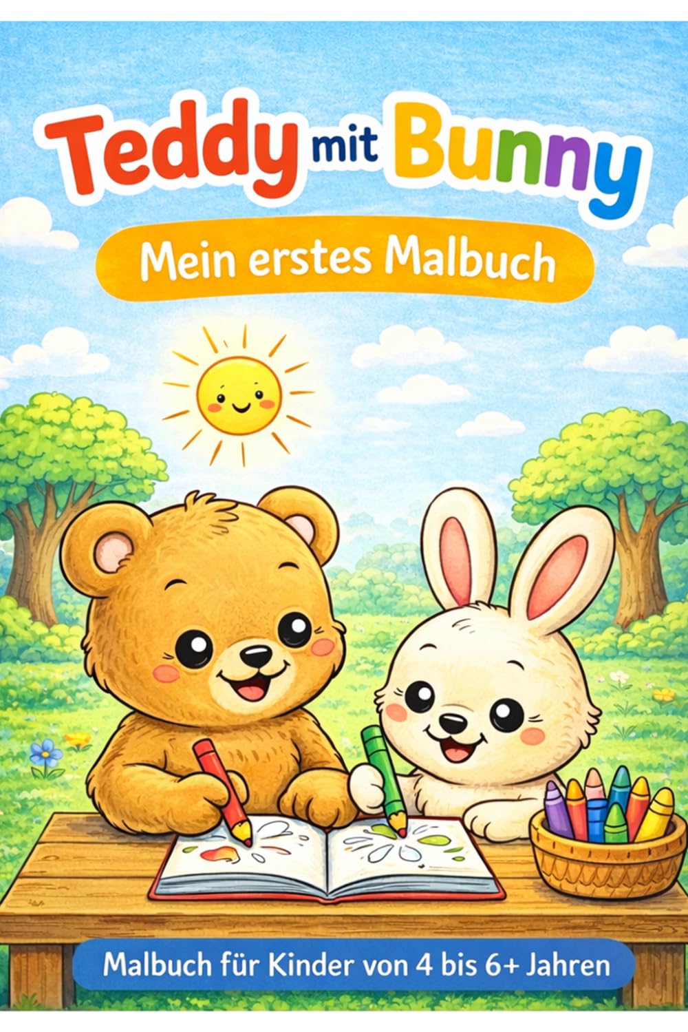 Teddy mit Bunny Mein erstes Malbuch: Malbuch für Kinder von 4-6+ Jahre