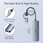 BENFEI USB-C USB 3.0 to Gigabit Ethernet Adapter, 3-Port USB 3.0 Hub with RJ45 Compatible with MacBook Pro/Air 2023, iPad Pro, iMac, S23, XPS 17, Surface Book 3 and More