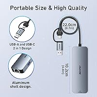 Vista 7 de BENFEI Adaptador USB-C USB 3.0 a Gigabit Ethernet, concentrador USB 3.0 de 3 puertos con RJ45 compatible con MacBook Pro/Air 2023, iPad Pro, iMac