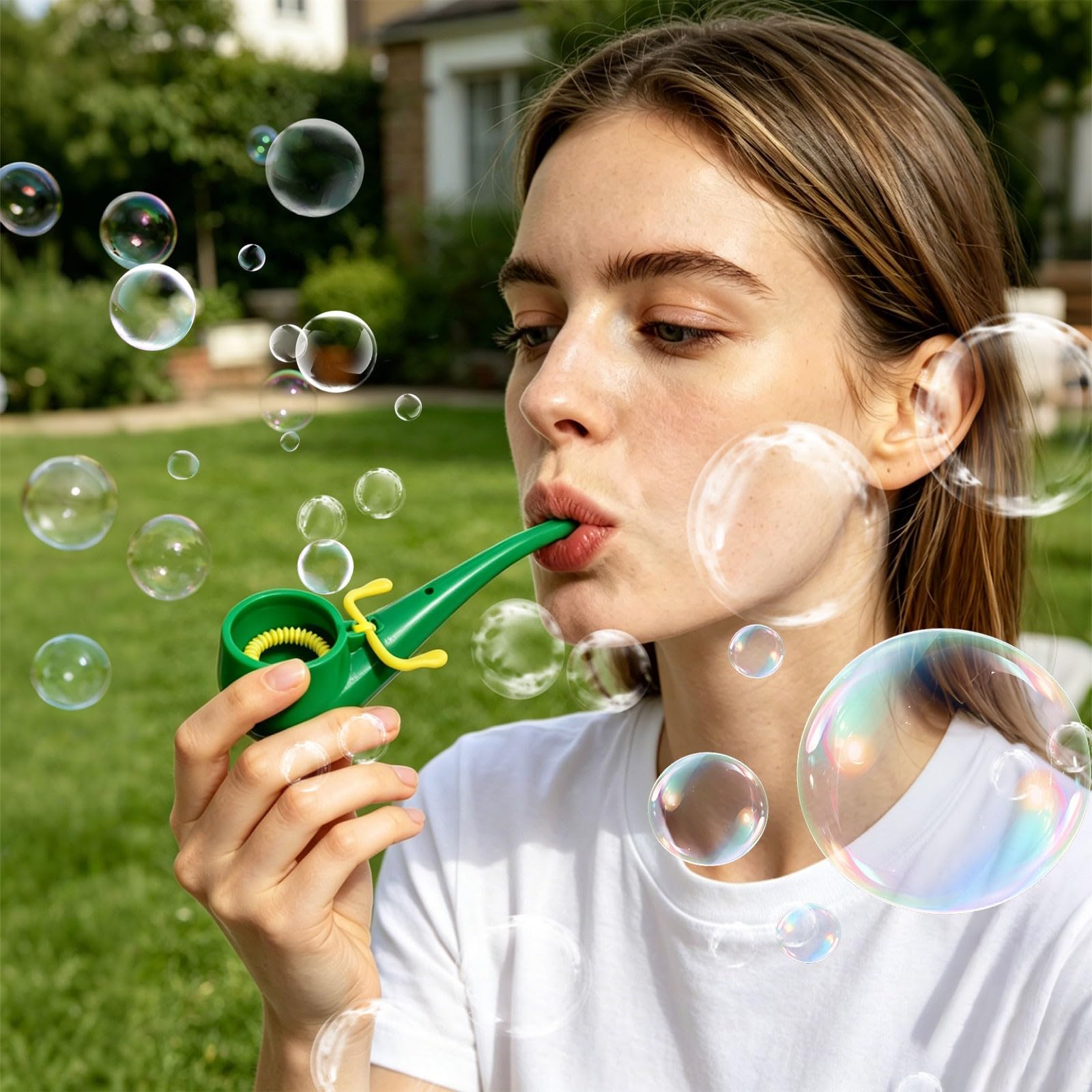 Soap Bubble Pipe, Pipe Bubble Wand Toy Retro Style Manual Bubble Machine, 3D Printed Creative Pipe-Shaped Bubbles Blower, for Outdoor Backyard Parties (Green)