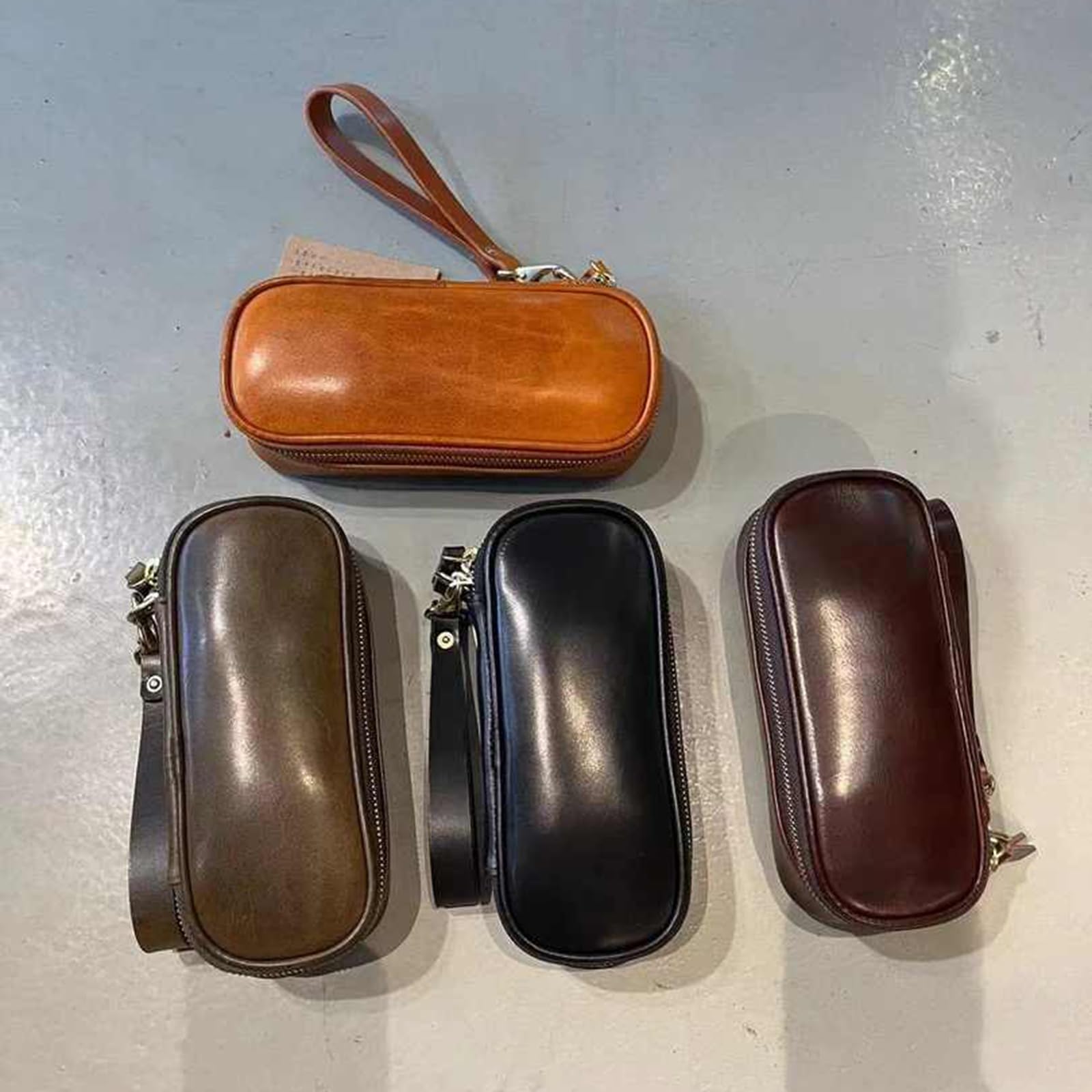 torebka na tytoń, Torba na fajki Head Layer Cowhide Pipe Bag - Skórzana torba tytoń 2 Etui podróżne(Yellow)