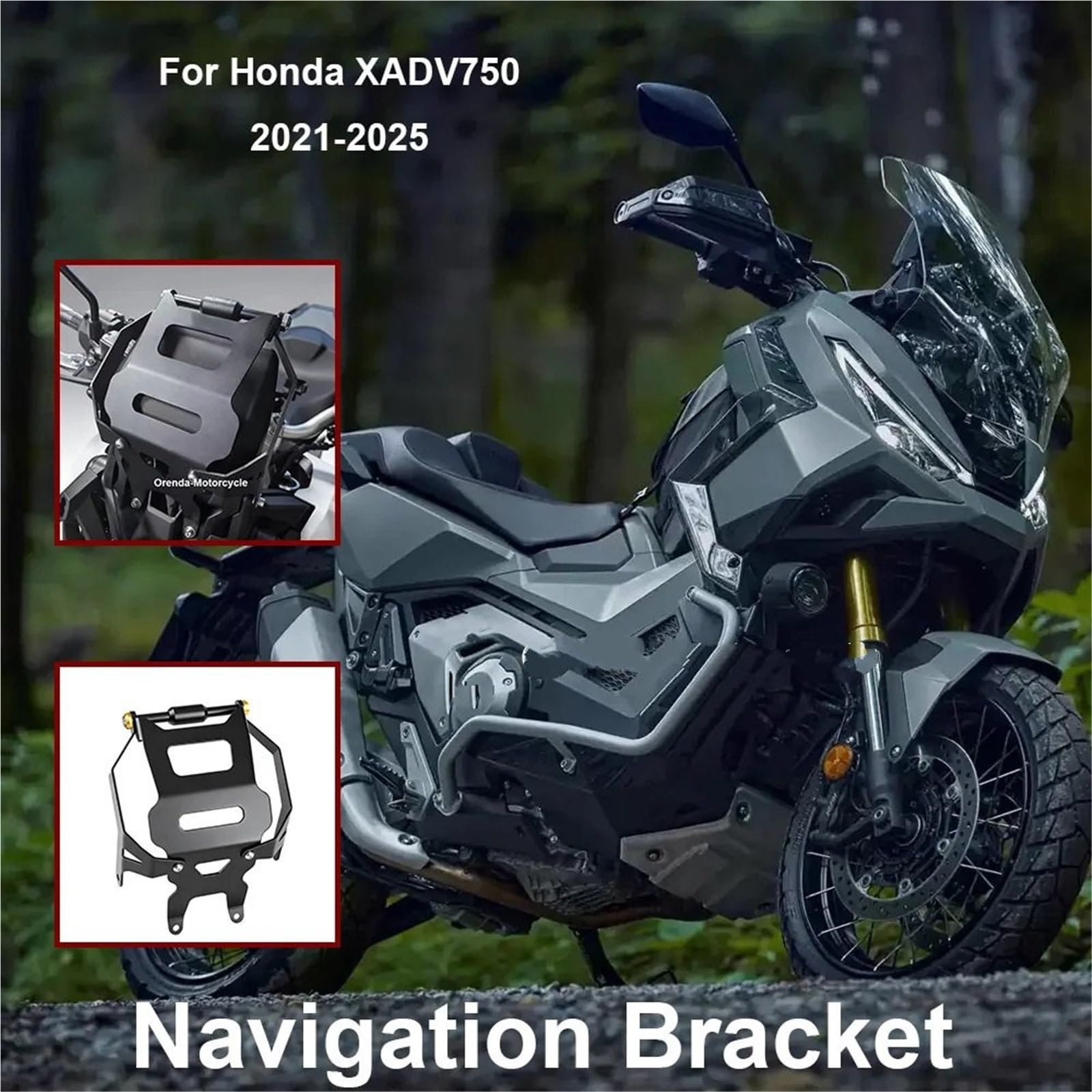 Uchwyt do nawigacji GPS Uchwyt na nawigację motocyklową, czarne części, uchwyt na nawigację GPS, pasuje do Hondy XADV 750 2021-(Silver)