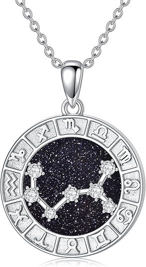 12 Zodiac Sign Necklace 925 Sterling Silver Constellations Pendant Necklace Jewelry Gifts for Women Men Friend Christmas Birthday,18+2 inch