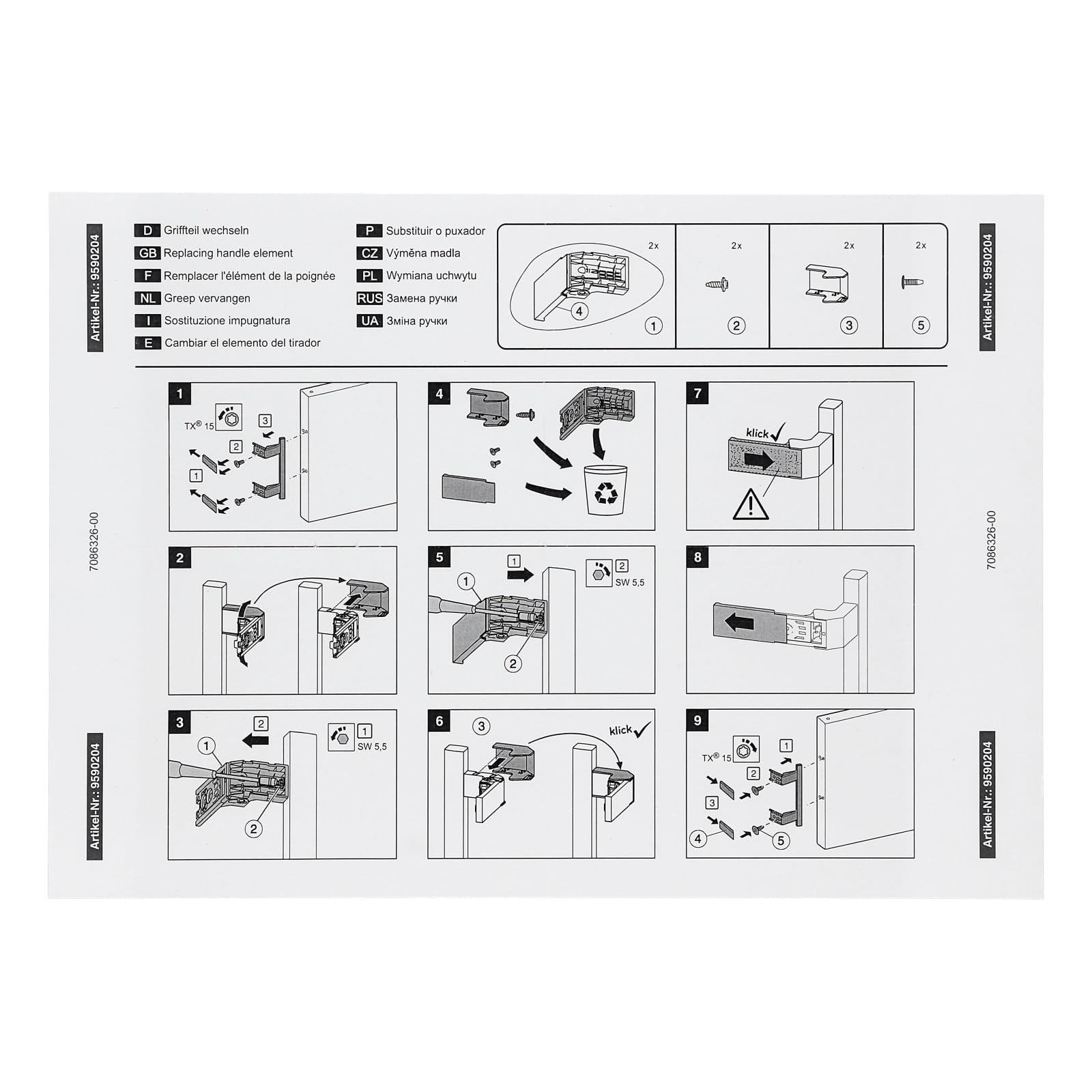 easyPART passend für LIEBHERR 9590204 Reperatursatz für Türgriff an | Kühlschrank, Kühlgerät, Griff, Handgriff, Türverschluss, Kühlschranktür, Reparaturset, Klemme, Halterung