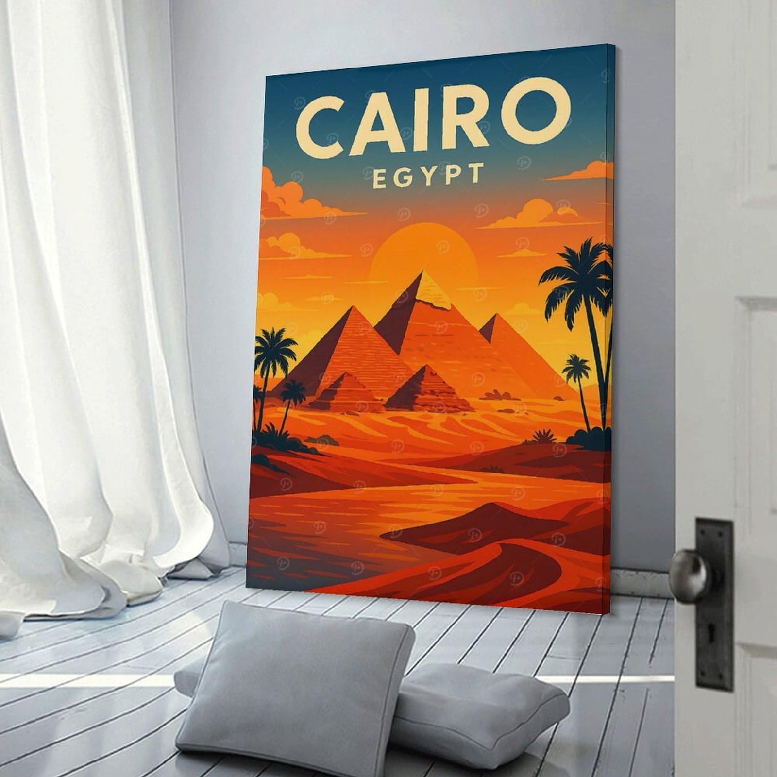 Junmoney Cairo Egypt Pyramids Travel Wall Art Print, 20x30inch(50x75cm), for Office, Study Or Home Workspace, Decorative Artwork for Productive Spaces