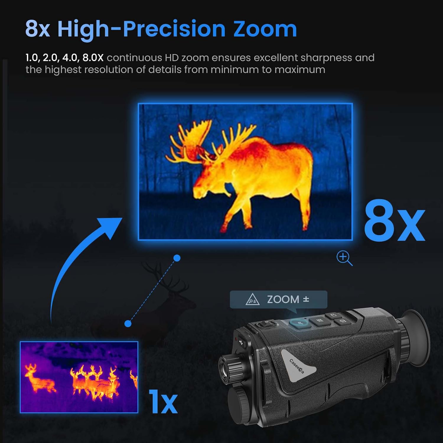 Thermal Imaging Monocular for Hunting,Thermal Night Vision with 256 * 192 HD AMOLED Display, Video Recording, Built-in 32GB Memory, 8X Digital Zoom, with WiFi, IP67 Waterproof