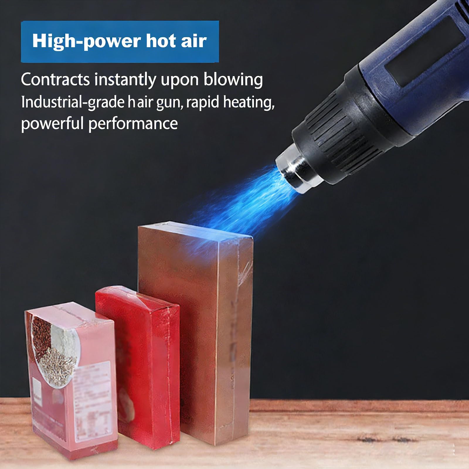 Machine d'emballage rétractable avec pistolet thermique, scellant 530 W, pistolet thermique 2000 W, 9 niveaux de température, protection contre la surchauffe, convient pour les films PVC et POF, sacs