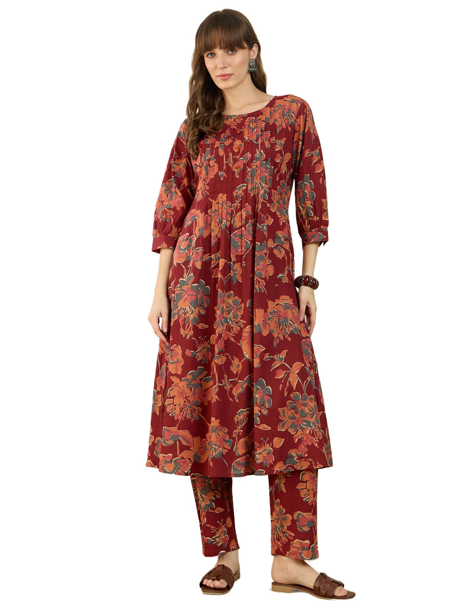 indo era Women's Cotton Ethnic Co-Ord Set | Kurta Pant Set | Stylish Cotton Suit Set for Women,12359-picture-19