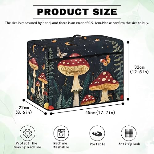 Miniatura 85 de Funda para máquina de coser de mariposas y flores con prácticos bolsillos, funda protectora con asa, para la mayoría de máquinas de coser estándar