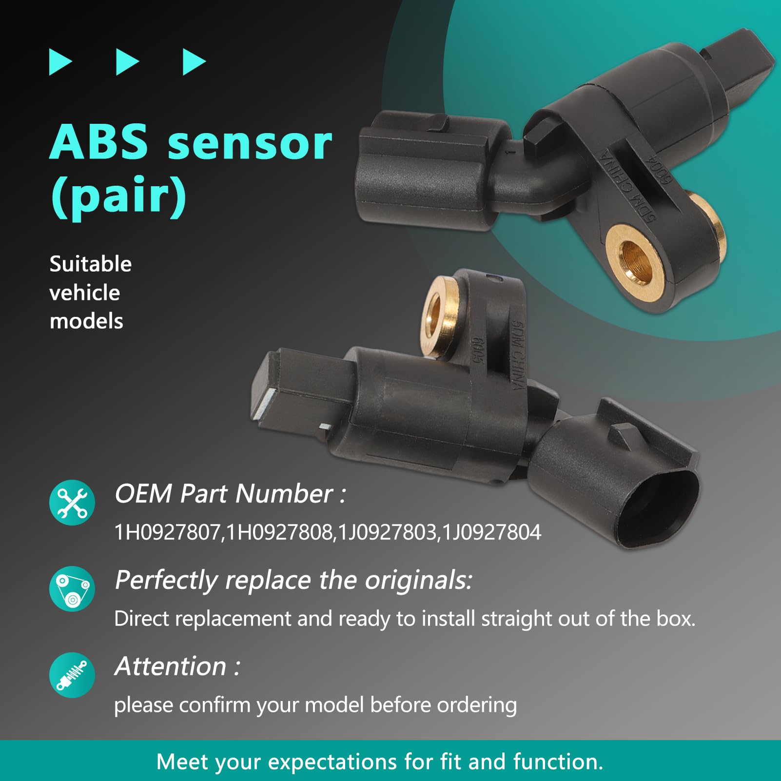 ABS Sensor Drehzahlsensor vorne rechts + links für Golf 4 IV Polo 6N1 6N2 A3 8L 1H0927807 1H0927808
