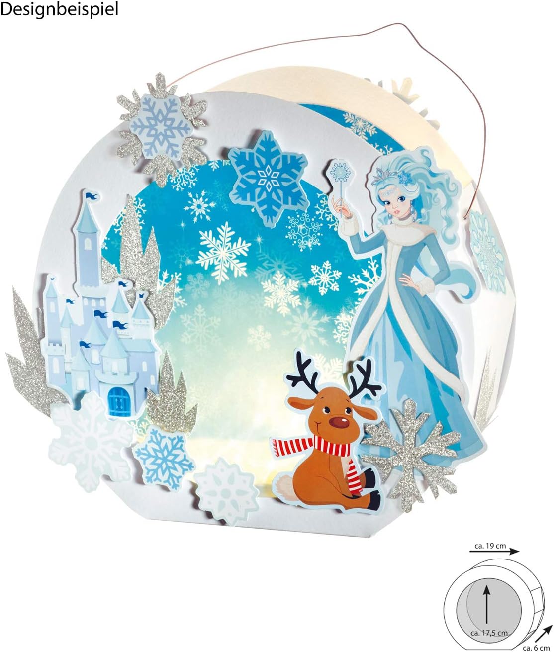 Folia 6800/5 Round Lanterns Blanks Made of Photo Card Pack of 5 White for Gluing Together Diameter Approx. 19 cm Window Cut-Out Approx. 13.5 cm - Image 4