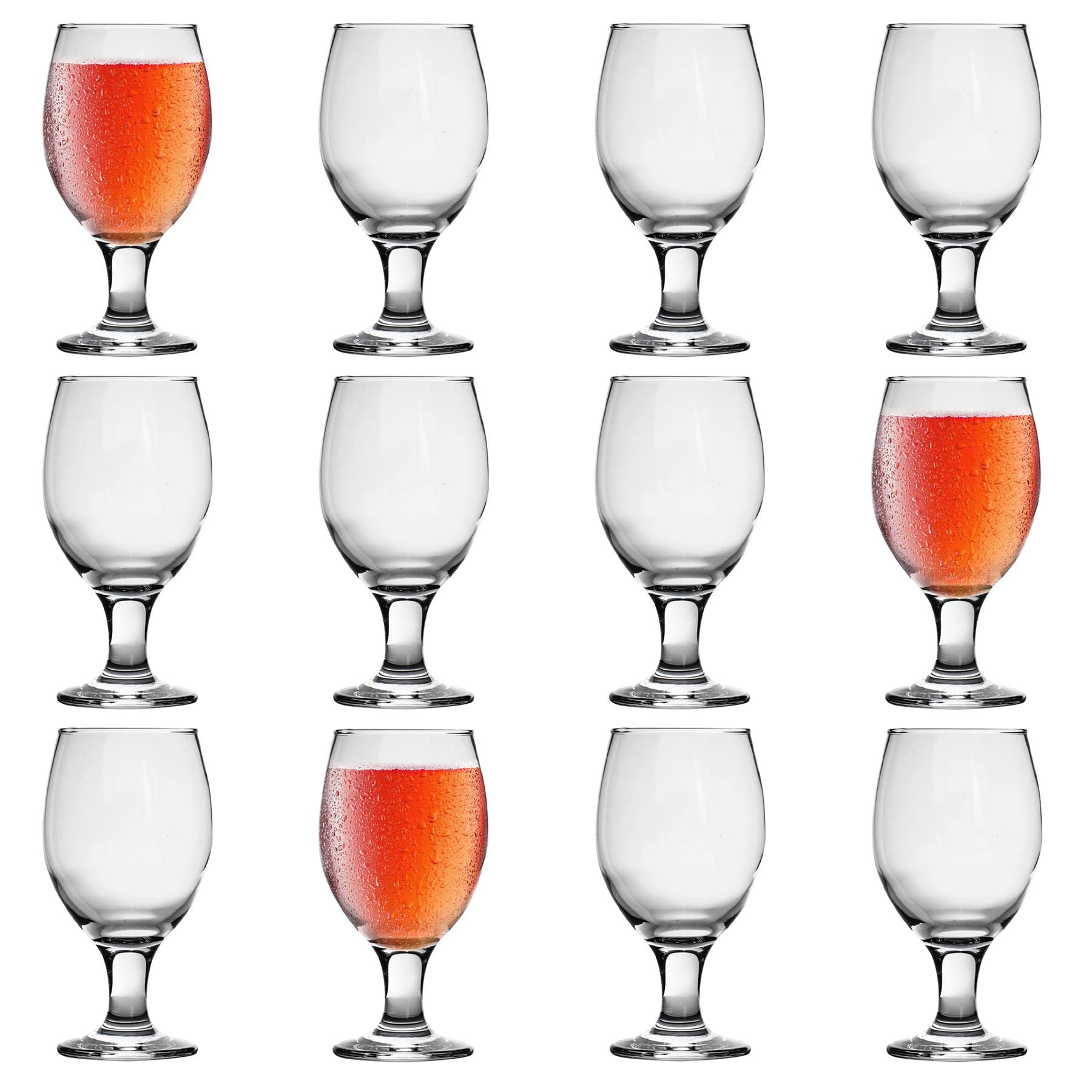 LAV 12x Clear 400ml Misket Craft Beer Glasses - Large Tulip Shaped Lager Ale Cider Drinking Pint Glass Goblet Cup Set with Stem