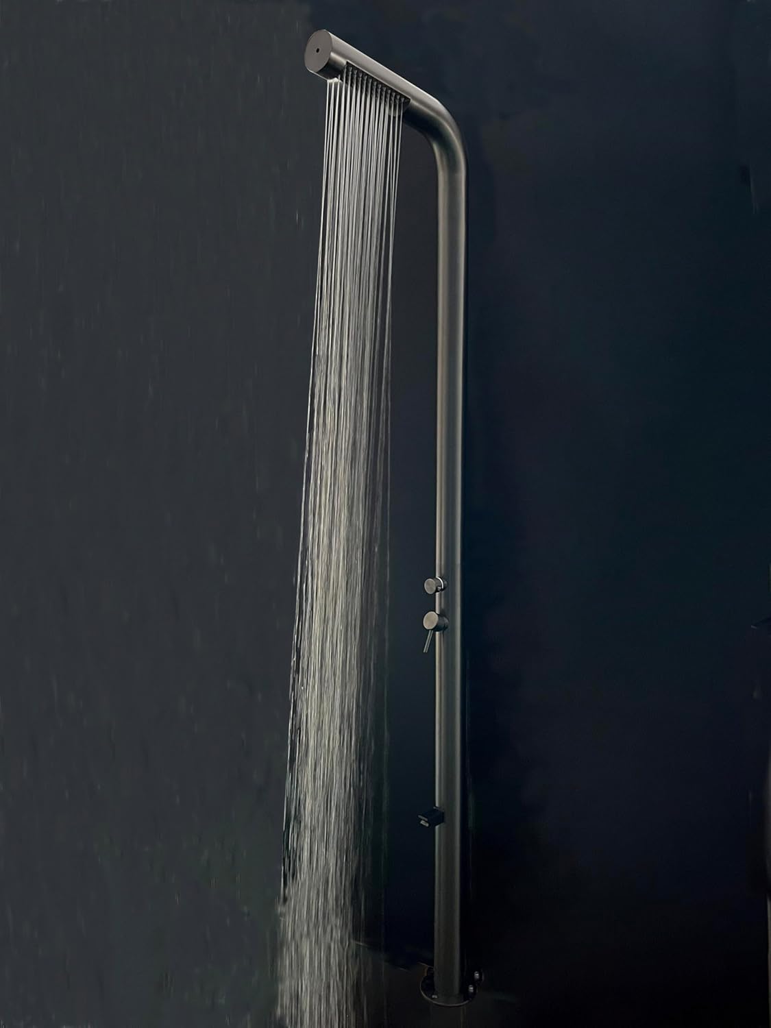 Wayime 87"Separable&Composable Free-standing Matte Black-Grey Stainless Steel 304 Rainfal Outdoor Shower with DOE Certificate