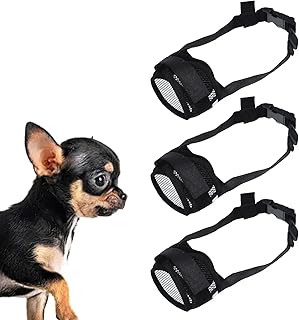 3 Stück Maulkorb Kleine Hunde,Fressschutz Hund,Giftköderschutz Hund,Größenverstellbar Durch Klettverschluss,12.0 cm - 15.0 cm,Maulkorb Chihuahua,Etwas Essen,Bellen,cür Kleine Hunde, Schwarz product image