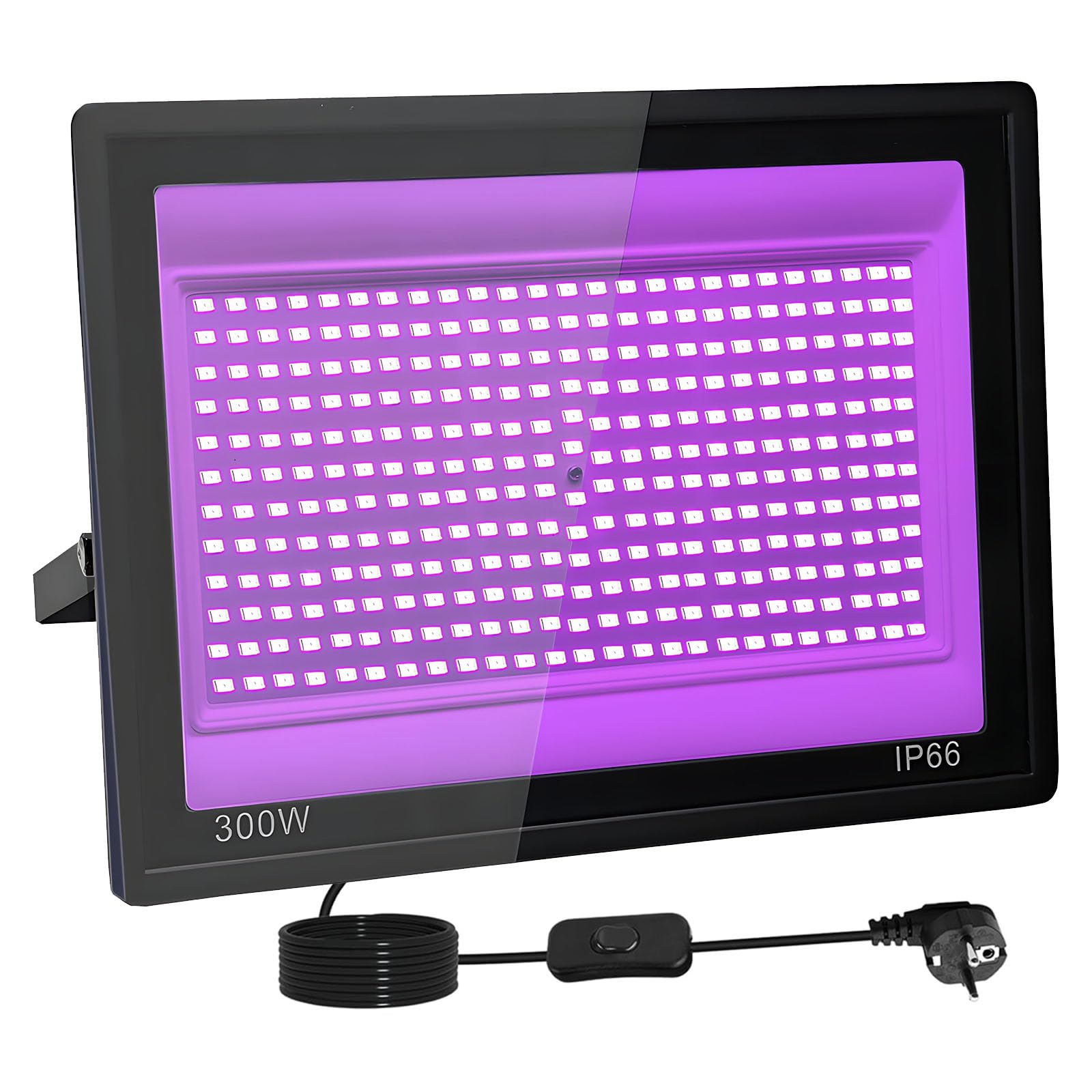 Reflektor LED z czarnym światłem 300 W, IP66, światło UV, 395 – 400 nm, światło UV z przełącznikiem, dekoracja na Halloween, imprezę, Boże Narodzenie, neonowe przyjęcie z żarzeniem, malowanie ciała
