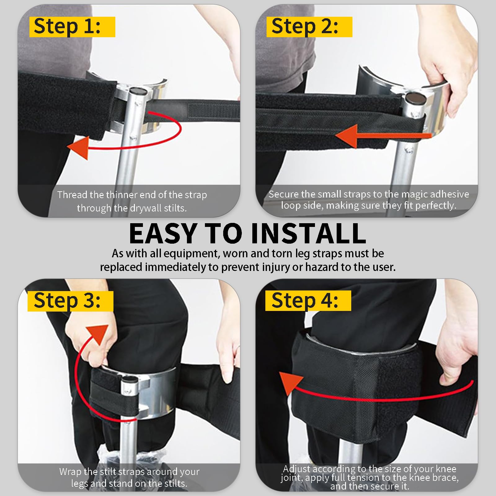 Drywall Stilt Straps, 2pcs Extra Comfort Thick Padded Stilt Strap Leg Bands - Image 4