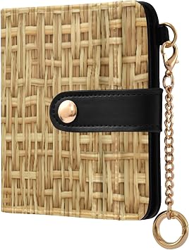 Woven Rattan Texture Bifold Wallet Small Thin Slim Leather Wallet with Card Holder & Coin Pocket, RFID Blocking Purse for Women Ladies Girls