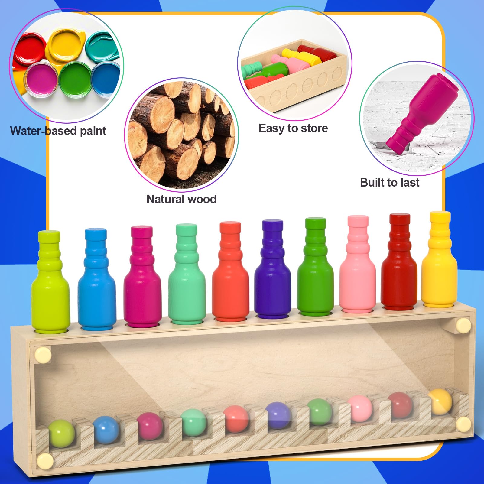 Uping Juegos de Mesa Niños Adulto para Fiesta Juguete Emparejar Colores de Madera Regalo Niño 6 Años o más y Adultos