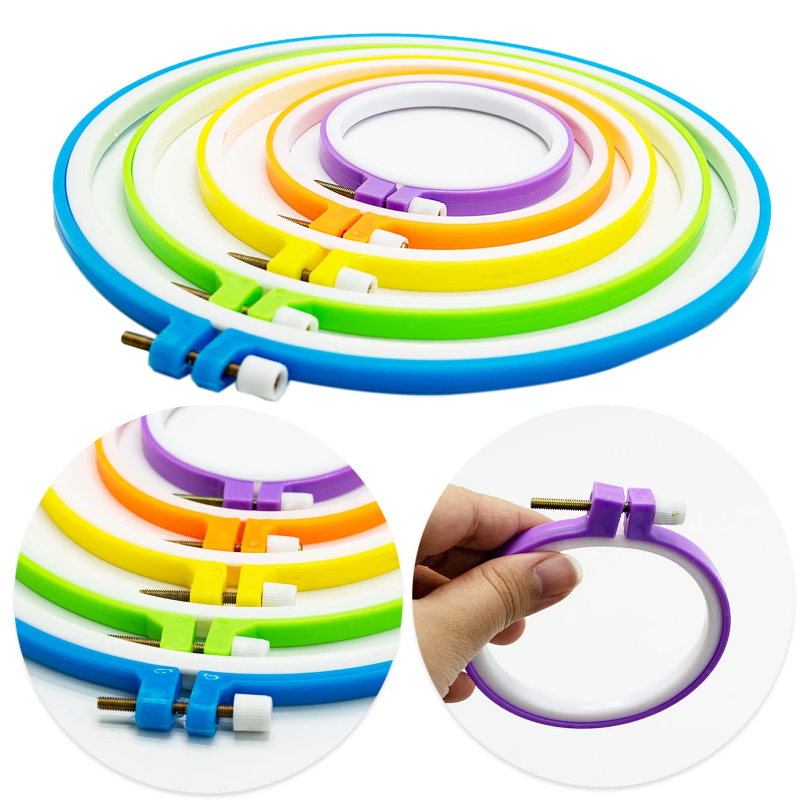 VILLCASE Lot De 2 Cerceaux Broderie Plastique 19 Cm - Anneaux Rond Pour Point De Croix, Couture & DIY