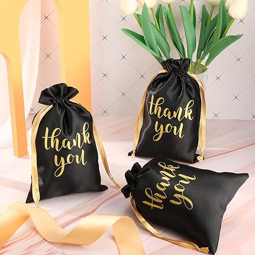 Miniatura 3 de Roowest 100 bolsas de regalo de satén con cordón para joyas, bolsas de dulces para Acción de Gracias, boda, despedida de soltera, baby shower, bolsa