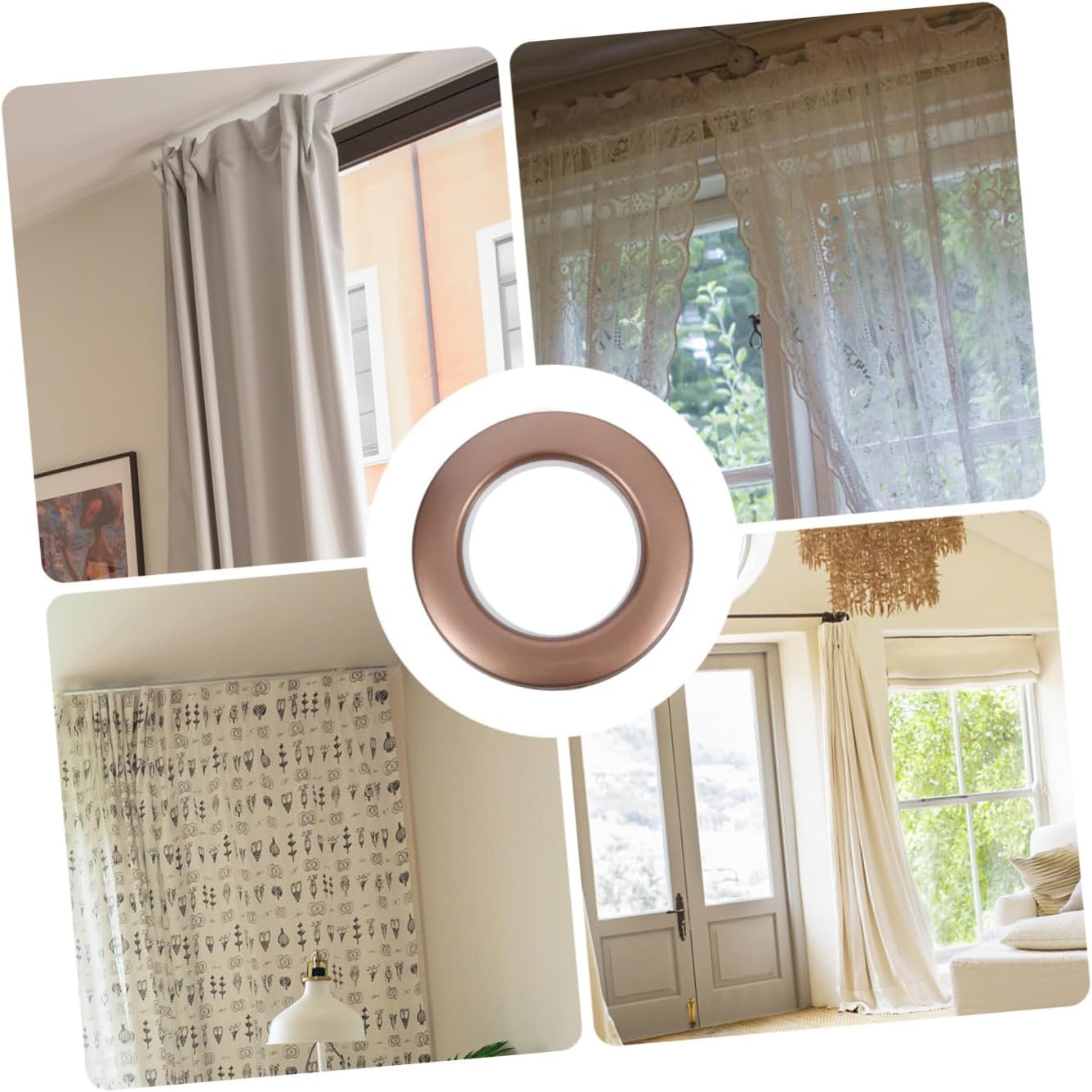 TIDTALEO 75Pcs Coffee Curtain Eyelet Rings Plastic Grommets Inner Diameter Low Noise Sliding Rings for Window Treatment Hardware