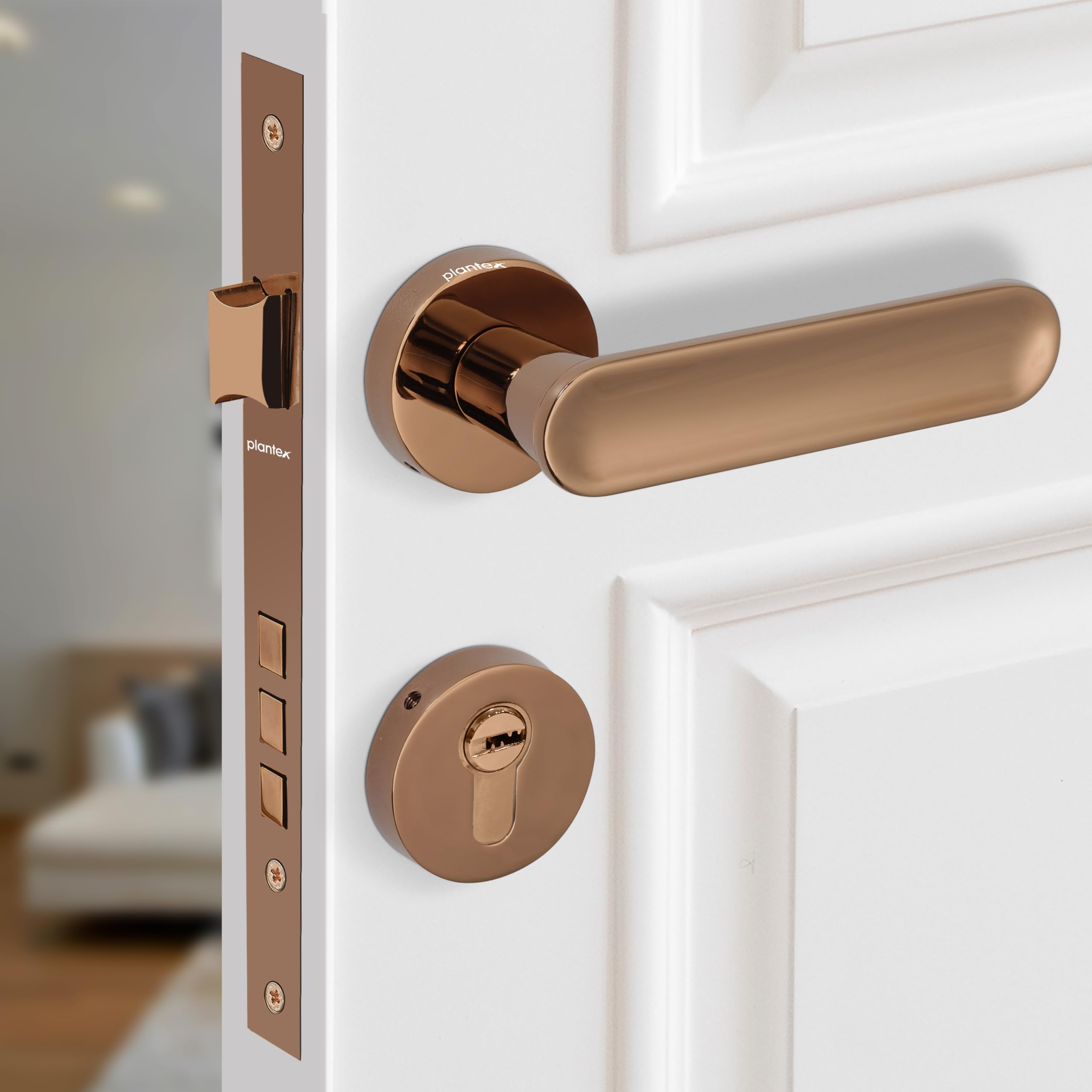 Plantex Premium Door Lock with 3 Years of Warranty/Main Door Lock for Home/Mortise Lock for Door - Main Door Lock Set(PVD Rose Gold Finish) (B0CR453B9R) Amazon Price History, Amazon Price Tracker